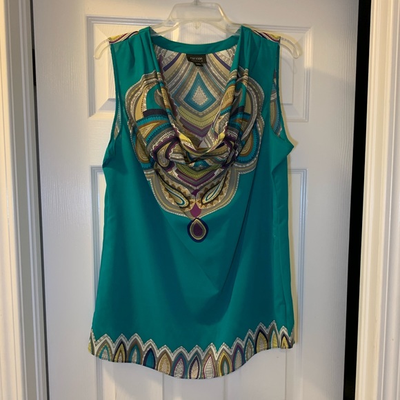 NWOT Nicole by Nicole Miller Peacock top - Picture 1 of 8
